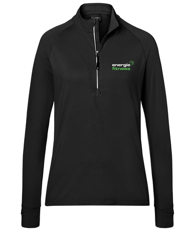 Ladies Indoor 1/4 Zip Sweat Top Energie branded in Black