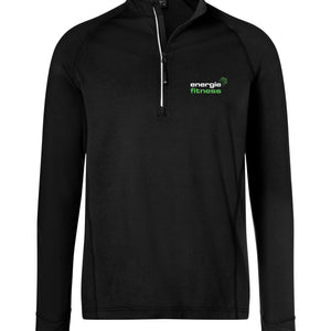 Unisex Indoor 1/4 Zip Sweat Top Energie branded in Black