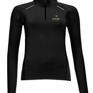 Ladies Indoor 1/4 Zip Sweat Top énergie branded in Black