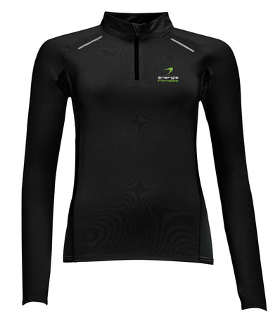 Ladies Indoor 1/4 Zip Sweat Top énergie branded in Black